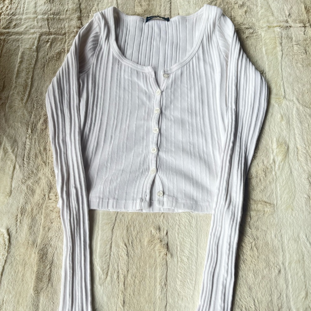 Brandy Melville white long sleeve button up top